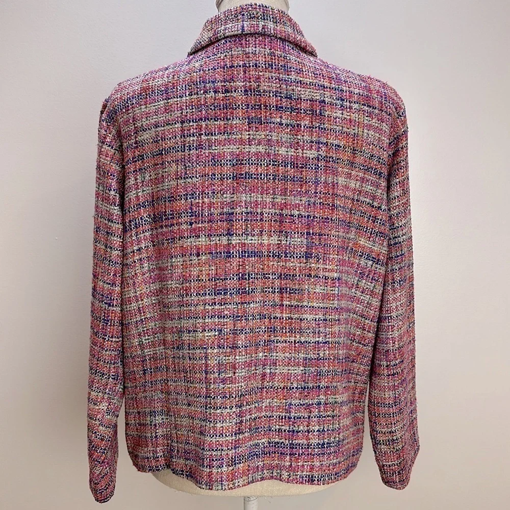 Vintage Coldwater‎ Creek Rainbow Weave Silk Blend Jewel Boucle Jacket Blazer 14P